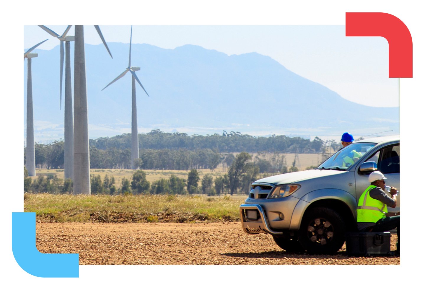 workers on wind farm